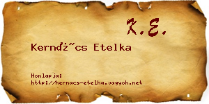 Kernács Etelka névjegykártya